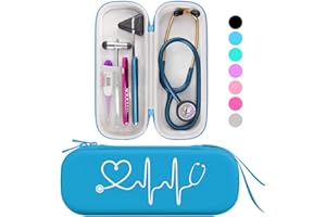 BOVKE Fondina da viaggio compatibile con 3M Littmann Classic III, Lightweight II S.E, MDF Acoustica Deluxe Stethoscopes, spazio extra per forbici mediche, trauma EMT e penna luminosa a LED, Turchese