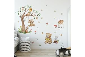 HaoFuJi Pegatinas Infantiles Pared Animales de la Jungla Aves Abejas Vinilos Decorativos Safari Conejo Oso Mono Adhesivos Pared Habitación Infantiles Niño Bebé Guardería Decoración