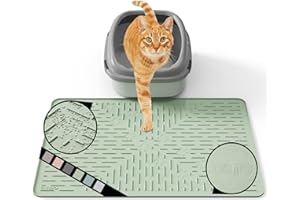 OHMO Cat Litter Mat 60 x 40 cm Sage Green Premium Silicone Trapping Mat, Easy to Clean Waterproof Kitty Under Box Trapping Mat, Keep The Floor Tidy