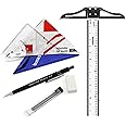 Isomars Adjustable Set Square 12", T-Square 24" & Draftex Pencil 0.5mm with 10 Leads & Eraser