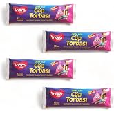 Viora Pembe Standart Orta Boy &Ccedil;&ouml;p Poşeti 55cm*60cm 4 PAKET 60 ADET, Daha G&uuml;&ccedil;l&uuml;, Dayanıklı ve Hijyenik Kokusuz Standart Orta B