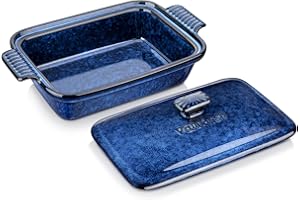 vancasso Starry Casserole Dish with Lid, 1.9 Quart Deep Lasagna Pan Ceramic Bakeware Covered Casserole Dish