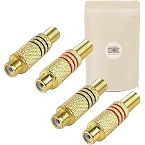 4 Fiches RCA Mâle à Souder Noires Et Rouges - Câble Blindé, Connexion 1:1, Adaptateur Universel