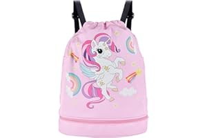 Sac Piscine Enfant, Sac de Sport Garcon Fille Gym Sac à Dos à Cordon Imperméable Sac Piscine, Sac de Natation, Sacs de Plage pour Enfants