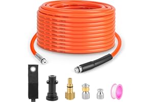 EAWONGEE Pressure Washer Drain Pipe Hose Cleaning Kit with Jet Nozzle and Rotating Jet Nozzle for Karcher K2 K3 K4 K5 K6 K7 Series and LAVOR Pressure Washer, 15M, 180Bar, Orange
