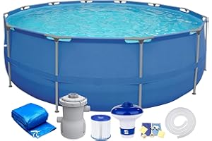 WALDEN SPORTS Gartenpool Stahlrahmenbecken Komplett-Set mit Filterpumpe Abdeckung des Chemikalienspenders Ø 300 x 76 cm, rund Steel Frame Pool Full Set