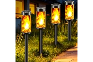 NIPIFY Lampe Solaire Flamme Exterieur Jardin, Lot de 4 Dynamique Réaliste Lumiere Solaire Exterieur Jardin, Étanche Eclairage Extérieur Solaire Décoration Pour Chemins, Terrasse, Pelouse Patio Allée Potager