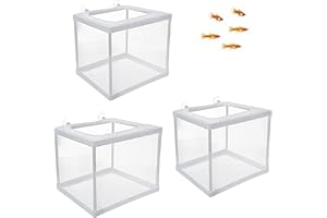 LEPIDI 3 Pcs Caja de Cría de Peces, Acuario Criador, Incubadora De Acuario, con 6 Ventosa, Malla Red de Aislamiento, Aislar Plántulas, Proteger Peces Bebés