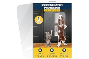 PROTECTO Ultra Durable Door Protector for Dogs – 90x60 cm Clear Cat Scratch Protector | Easy to Install Anti Scratch Door Guard for Dogs and Cats - Protection for Furniture, Walls and Windows