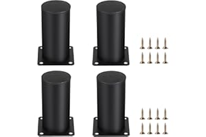 SUMTree 10CM 4 Stück Möbelfüße aus Edelstahl Schrankfüße Beine für Stühle Tisch Schrank Schreibtisch Sofa Möbelbeine mit Schrauben Einfachen Montage Runde Rostschutz(Schwarz)