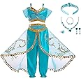 Furutonhe Girls Arabian Princess Costume with Headband Jewelry Dress Up Accessories Halloween Cosplay