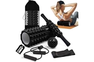 ‎UNYCOS unycos - Faszienrolle【PP/EVA】| 5-in-1-Set, Muskelmassageroller/Foam Roller der 120 kg Trägt, Fitness-Widerstandsband, Massageball, Rehabilitationsstab, Formseil und Aufbewahrungstasche (Schwarz)