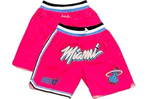 DUOROUPUTAO - Miami Heat City Edition Pantalones Cortos Hombre Shorts, Pantalones Cortos for Hombres al Aire Libre Uniforme con Bolsillo con Cremallera, Secado rápido Pantalon Miami