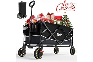 ‎PORTAL Portal Bollerwagen faltbar XXL Große Ladefläche 120kg belastbar Handwagen mit Getränkehalter Seitentasche Transportwagen Leiterwagen klappbar Strandwagen Faltwagen für Garten Camping Festival