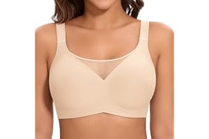 Cavotor Non Wired Bras for Women Seamless Push Up Bra T Shirt Soft Comfort Support Bras for Saggy Breasts Lace Wireless Bralettes with Bra Extender