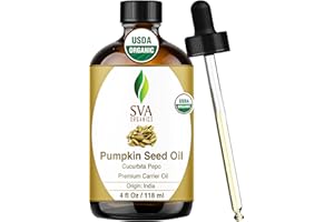 SVA ORGANICS SVA Pumpkin Seed Oil Organic - 4 Fl Oz – 100% Natural Cold Pressed- for Face, Skin Care, Hair Care, Scalp Massage & Body Massage – Carrier Oil with Dropper