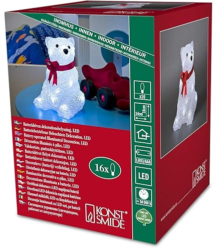 Konstsmide 6158-203 / Renna In Acrile LED / 24 Diodi Bianco Freddi/a Batteria