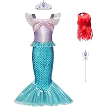 Costume Carnevale Bambina Costume Sirena Bambina Sidesea - Completo Con Parrucca E Accessori Per Halloween Vestito Sirena Bambina - 11