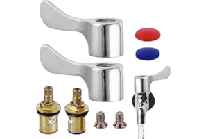 Tiamorph 2 Sets Tap Cartridge Mixer Tap Cartridge with Metal Lever Heads Universal 1/2" Replacement Tap Valves for Kitchen Bathroom Faucet Sink Taps