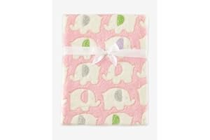 TEXTILES UNIVERSELS Baby Elephant Luxury Pram Blanket -Boy/Girl Options (75cm x 100cm) (Pink)