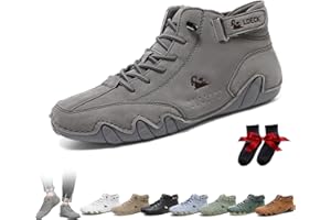 LOVEWLVNCL Stivali alti italiani fatti a mano da uomo Scarpe minimaliste da esterno Beck Scarpe casual traspiranti antiscivolo a piedi nudi per passeggiate Escursionismo Guida stivali Chukka(grigio,44 EU)