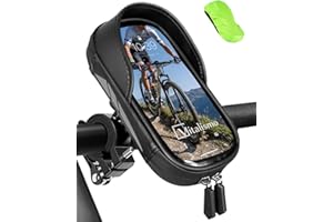 Vitalismo Bike Phone Holder Waterproof - Motorbike Phone Holder 360° Rotatable, Upgraded Ultra-Stable Phone Mount, Bicycle Handlebar Bag with Rain Cover & Reflective for 4.7-7'' Smartphone（Black）