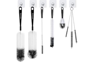 YUDZ Lot de 8 goupillons Bouteille et biberon, écouvillon pour Bouteille SodaStream, gourdes, Verres étroits, Thermos et carafes – Ensemble de brosses de Nettoyage polyvalentes avec Crochets de Suspension