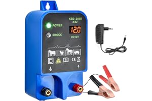 DNOYEVVS 10KM Pastor Electrico para Ganado, Electrificador de valla eléctrica, Pastor Electrico para Granja Cercado de Animales, Controlador de Alto Voltaje para Ovejas Ganado Corral(Azul)