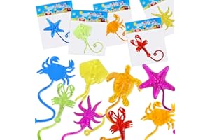 SULOLI 30 Pezzi Animali Marini Appiccicose,Colorati Mani Appiccicose Giocattoli,Manina Appiccicosa Gadget Compleanno Feste Regalo per Bambini