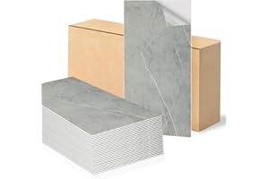 Swehooirt Grey Marble Tile Stickers 60x30cm 10Pcs Thicken Self Adhesive Wall Tiles,Peel and Stick Waterproof Vinyl Marble Tiles for Bathroom Kitchen Splashback Living Room Bedroom