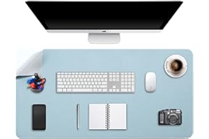 Tappetino per Mouse Grande, Mouse Pad XXL, DOBAOJIA Sottomano da Ufficio, Laptop Tappetino, Tappetino Scrivania, Tappetino Scrittura, Uso Doppio Lato Simipelle PU 90 x 43cm GAzzurro/Argento