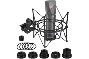 Geekria for Creators Support de microphone antichoc compatible avec Neumann U87, TLM193, TLM127, M149, TLM102, TLM103, TLM107, adaptateur anti-vibration pour microphone (noir/métal)