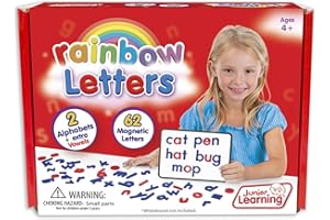 Junior Learning Rainbow Letters - Print Magnetic, Perfect for Building CVC Words, Ages 4-5, Reception - Year 1, Key Stage 1,Red,Large