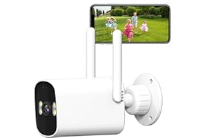 ANTELA Zewnętrzna kamera do monitoringu WiFi 3MP/2K, 2-drożny dźwięk, kolorowy widok nocny 30 m, IP66, wykrywanie ludzi i ruchu, 2,4 GHz