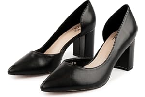 Rio Fiore Damen Pumps, Weiß/Schwarz/Beige/Taupe, 7 cm Blockabsatz, PU-Leder, Wildlederimitat, D`Orsay Stil, Y9610-1H