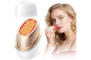 ‎ANLAN ANLAN Gesichtsmassagegerät – Radiofrequenz Gerät Gesicht mit 3 Vibrationsstufen & Farblicht in Rot, Blau & Orange, IPX6 Face Massager Hautpflegegerät für Hautstraffung & Verbesserung des Hautbilds