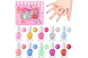 ETYJO Non Toxique Vernis Enfant Fille - Peel Off Vernis a Leau Enfant 10 Couleurs Vernis à Ongles Enfant,Cadeaux De Fête De Vacances Pour Les Filles DIY