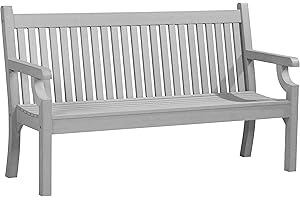 Winawood Maison and Garden Sandwick Polymer Wood Effect Zero Maintenance Recyclable and Fully Weatherproof 3 Seater Bench (156 x 60 x 93cm) – Stone Grey