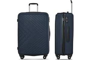 Merax Lot de 3 valises en softshell ultralégères à 4 roues Bleu bleu Medium (24 inch)