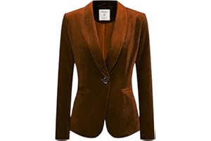 Allegra K Blazer en Velours Femme à Col Châle avec 1 Bouton Déguisement Blazer d'affaires Décontracté Veste Automne de Noël pour Femme