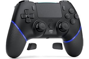 CHEREEKI Wireless Controller for PS4, Compatible with P-S4/Slim/Pro Bluetooth Gamepad Joystick PS4 Remote Control with Paddles Dual Vibration Turbo Six Axis Touch Panel Stereo Headphone Jack Black