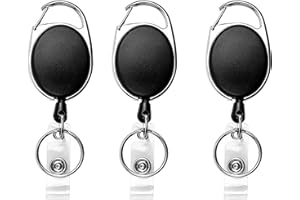 Teskyer 3 Pezzi Porta Badge Retrattile, Portachiavi Retrattile, Portachiavi Allungabile con Portachiavi a Moschettone, per Ufficio, Affari