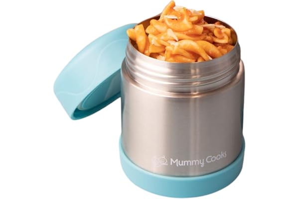 Mummy Cooks | Thermos alimentaire pour enfants | 300 ml | Bleu | Autocollants gratuits