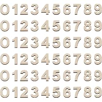 60 numeri in legno per artigianato, 3,2 cm, numeri misti in legno non finito, adesivi piccoli in legno per artigianato fai da te, da 0 a 9, in totale 6 set