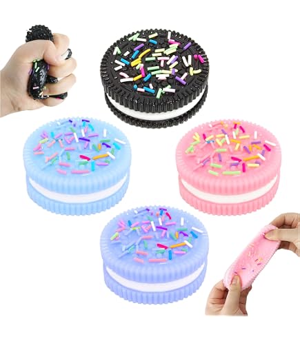 4 Oreos Squishy Antiestrés - Juguetes Blandos Con Perlas Crujientes, Colores Pastel, Para Niños Y Adultos
