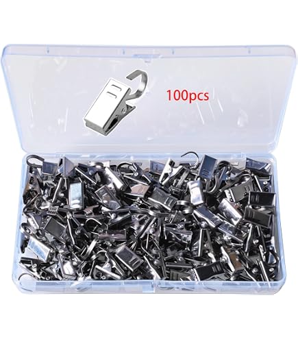 100 Pezzi Clip per Tende con Ganci,Mollette per Tende in Acciaio Inox,Clip Ferma Tendina di Protezione,Ganci per Tende Scorrevoli,Clip per Tendine con Gancio per Foto, Bagno, Decorazione Domestica