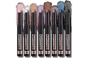 ALIIP Ombretto Stick, 8PCS Matita Ombretto Morbido Cremoso Matte Shimmer, Lunga Durata e Waterproof, Colore Intenso Tutto il Giorno, Facile da Sfumare, per Diversi Look, SET C