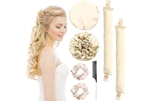 Scettar 2 Pairs Heatless Hair Curlers Heatless Curlers Headband, Bun Bons Satin Heatless Curls Set Heatless Curling Rod, Heatless Curling Set For Sleeping Overnight Lazy Curlers DIY Hair Styling Tools
