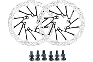 Yongness Lot de 2 disques de frein à disque de vélo 140mm/160mm/180mm, 203mm,6 trous avec 12 vis disque de frein en acier inoxydable, compatible avec la plupart des freins à disque (G3 Noir 180mm)