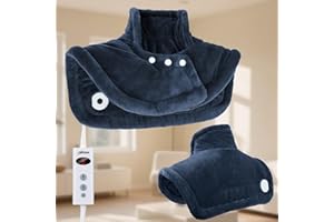 Olycism Almohadilla Electrica Cervical 50 x 56 cm Esterilla Electrica para Cervical y Hombro 10 Temperaturas para el Alivio del Dolor Muscular Cuello y Hombro Franela Lavable en la Lavadora